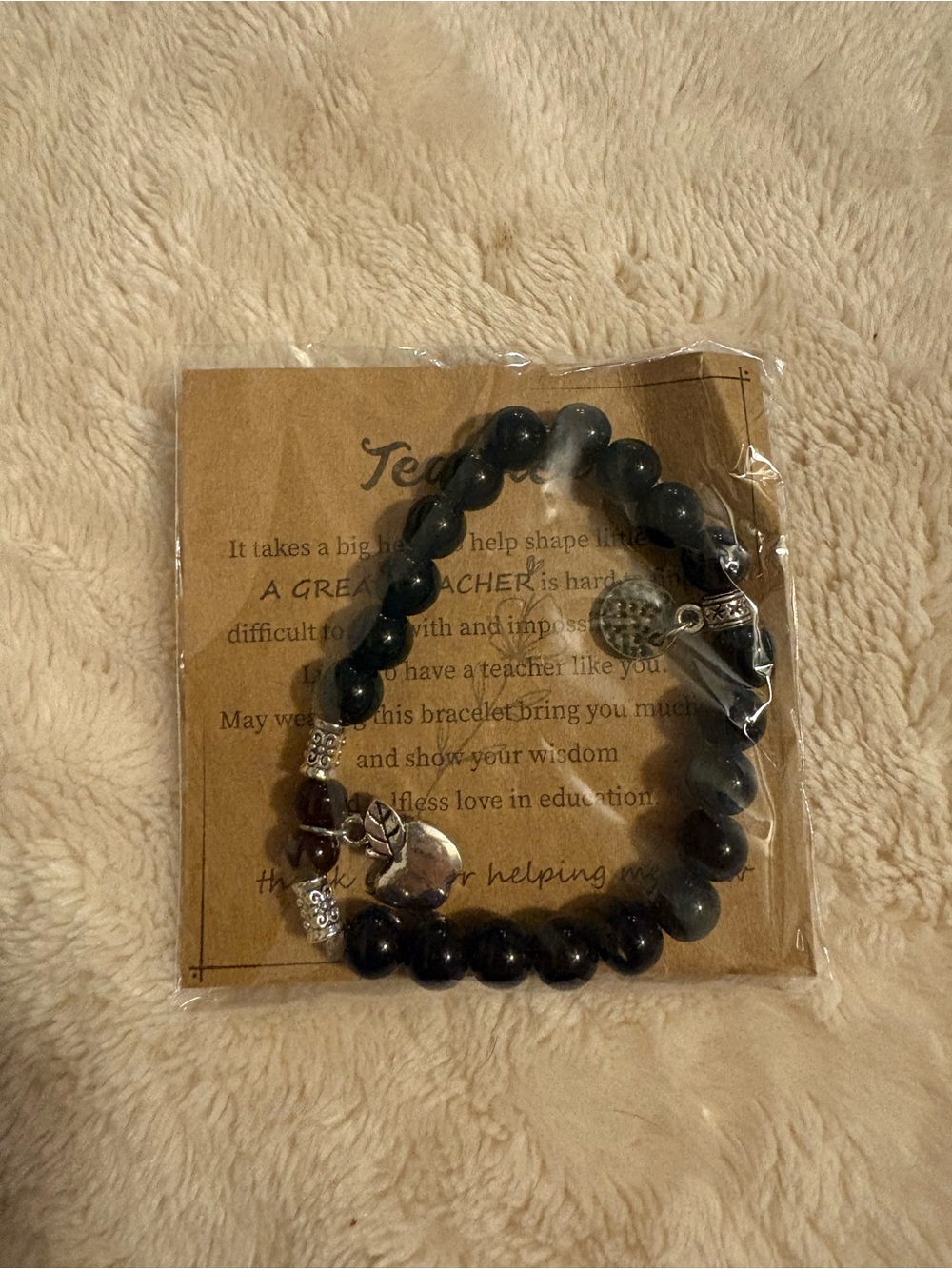 Black Beaded Teacher Appreciation Bracelet